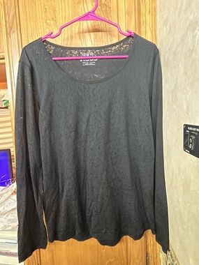 Mudd Sz XL Black Lace-Back Long Sleeve Women's Top